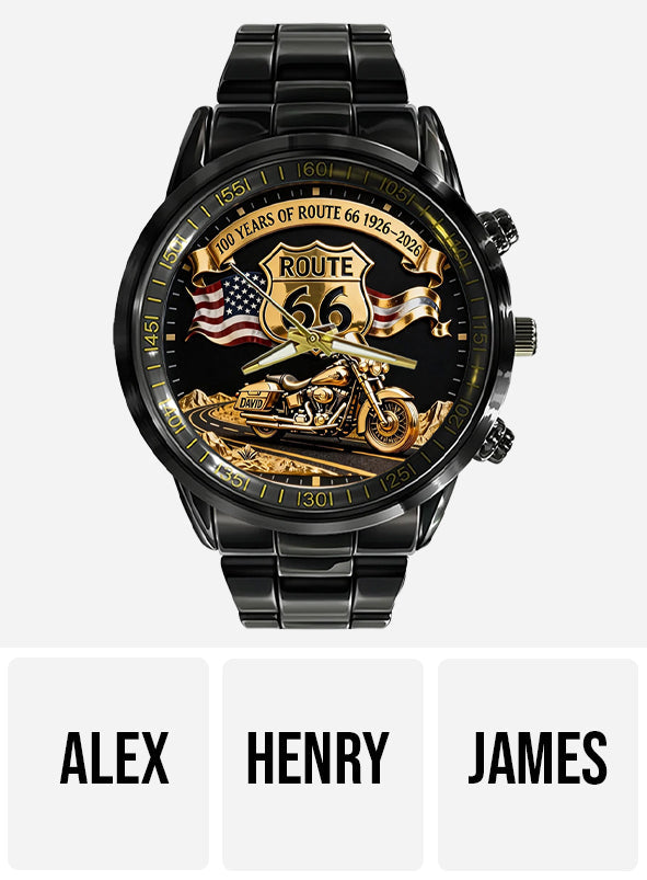 100 Years Of Route Personalized Gifts For Bikers - Personalized Biker Hand Watch