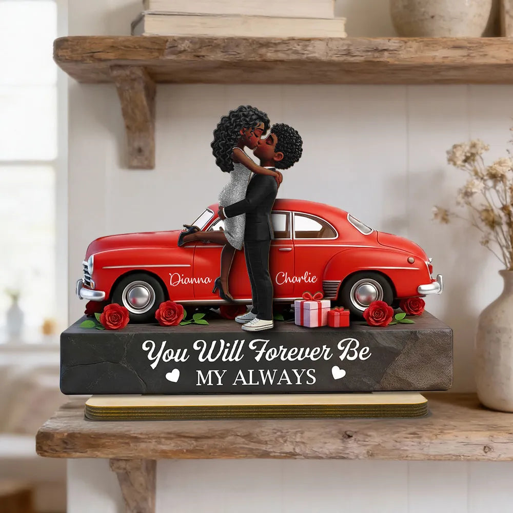 You Will Forever Be My Always Personalized 2-Layer Wooden Plaque Sweet Couple Kiss Scene Heartfelt Anniversary Gift