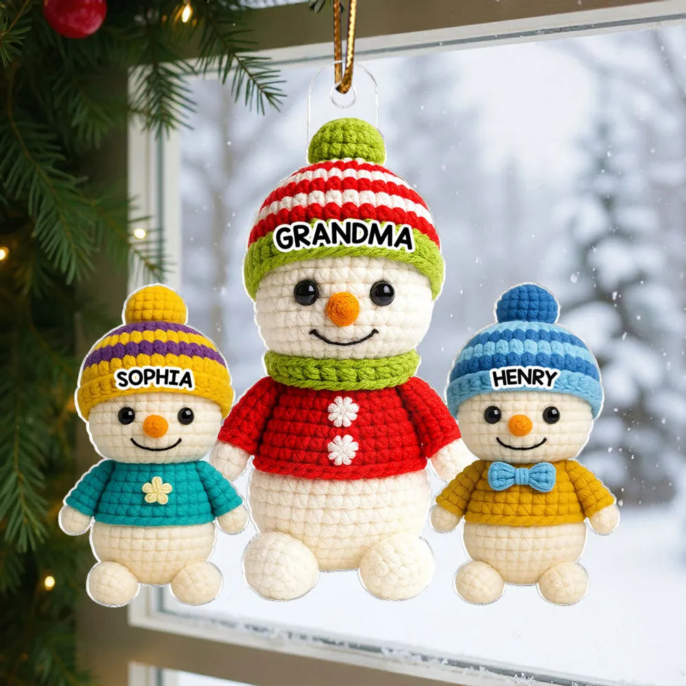 Acrylic Ornament with Snowman Family Design | Clear Printing & Premium Texture, Perfect Gift for Family & Christmas Tree Decoration