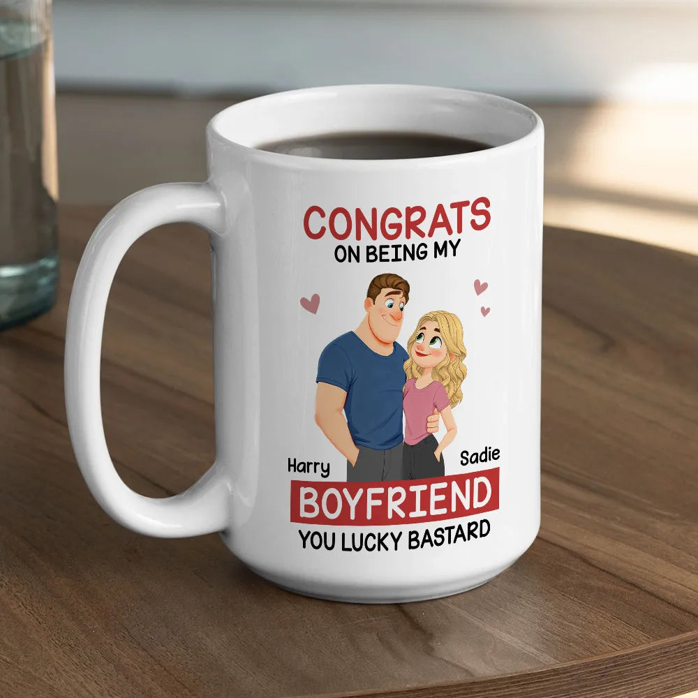 Funny Romantic Personalized Ceramic Mug Congrats On Being My Husband Cute Couple Coffee Gift for Him