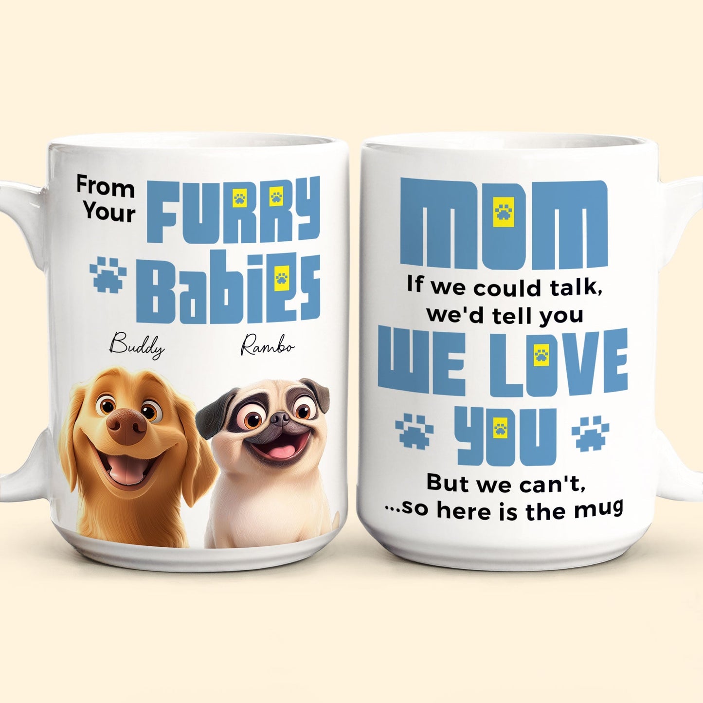 From Your Furry Babies With Love – Creative White Ceramic Mug for Mother's Day, Birthdays, and Cozy Family Moments