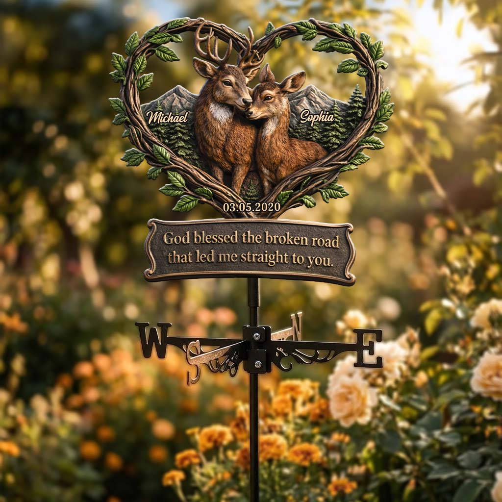 God Blessed The Broken Road - Personalized Couple Weather Vane