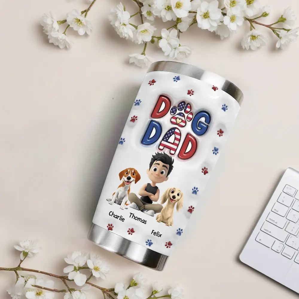 Cool Dog Dad Tumbler – Customizable Travel Mug for Dog Lovers – Perfect Gift for Dog Dads on Father’s Day or Birthdays