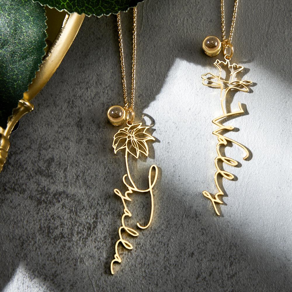 Birth Flower Photo Projection Charm - gift for anyone, who lost a loved one - Personalized Birth Flower Photo Projection Charm