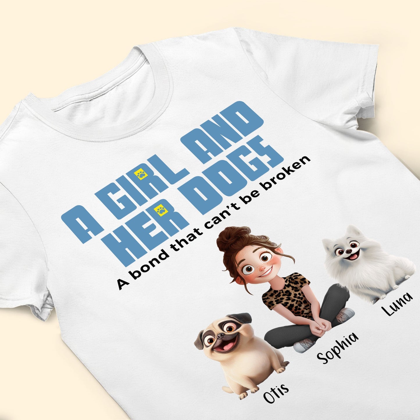 Custom Dog & Owner Classic Tee - Personalized Pet Gift Keychain Canvas