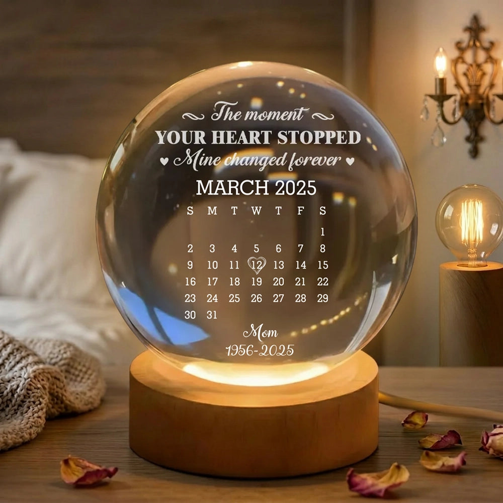 Personalized Globe Lamp Custom Calendar Night Light for Loved One Remembrance Warm Cozy Glow Unique Memorial Gift