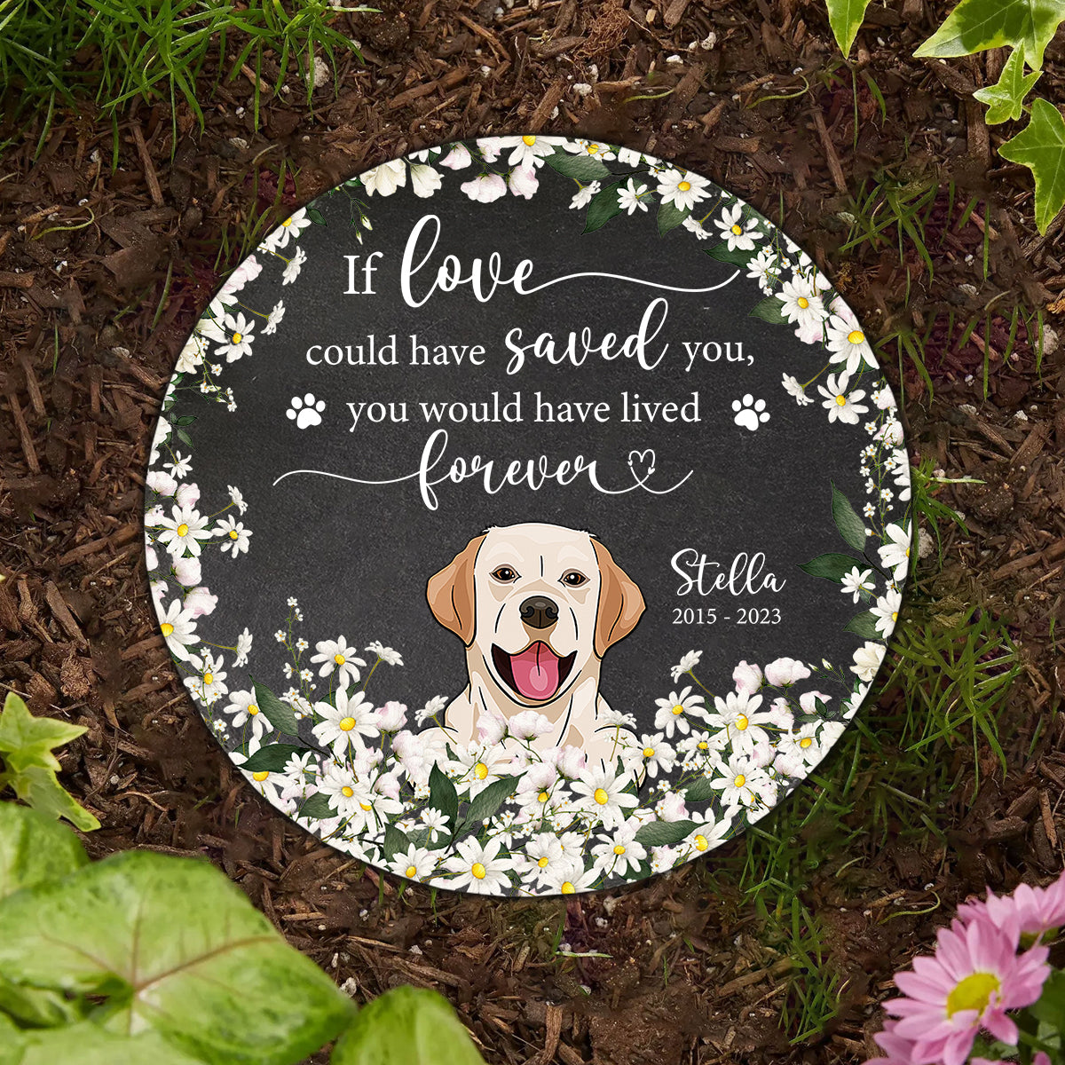 In Loving Memories - Personalized Dog Round Shaped Stone