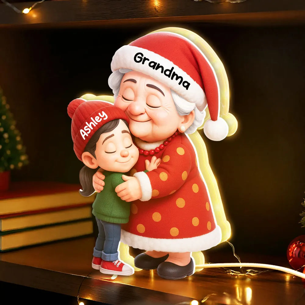 Grandma and Grandkid Hug Acrylic Light Box – A Heartwarming Christmas Gift of Love and Togetherness
