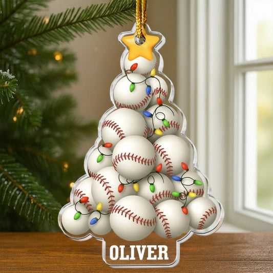 Baseball Tree Acrylic Ornament – Festive Sports Gift for Baseball Fans & Players
