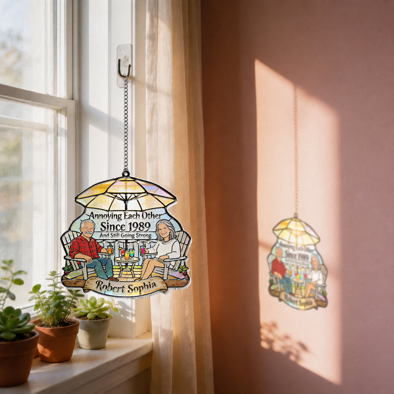 Everlasting Love - Personalized Couple 3D Printed Glass Suncatcher
