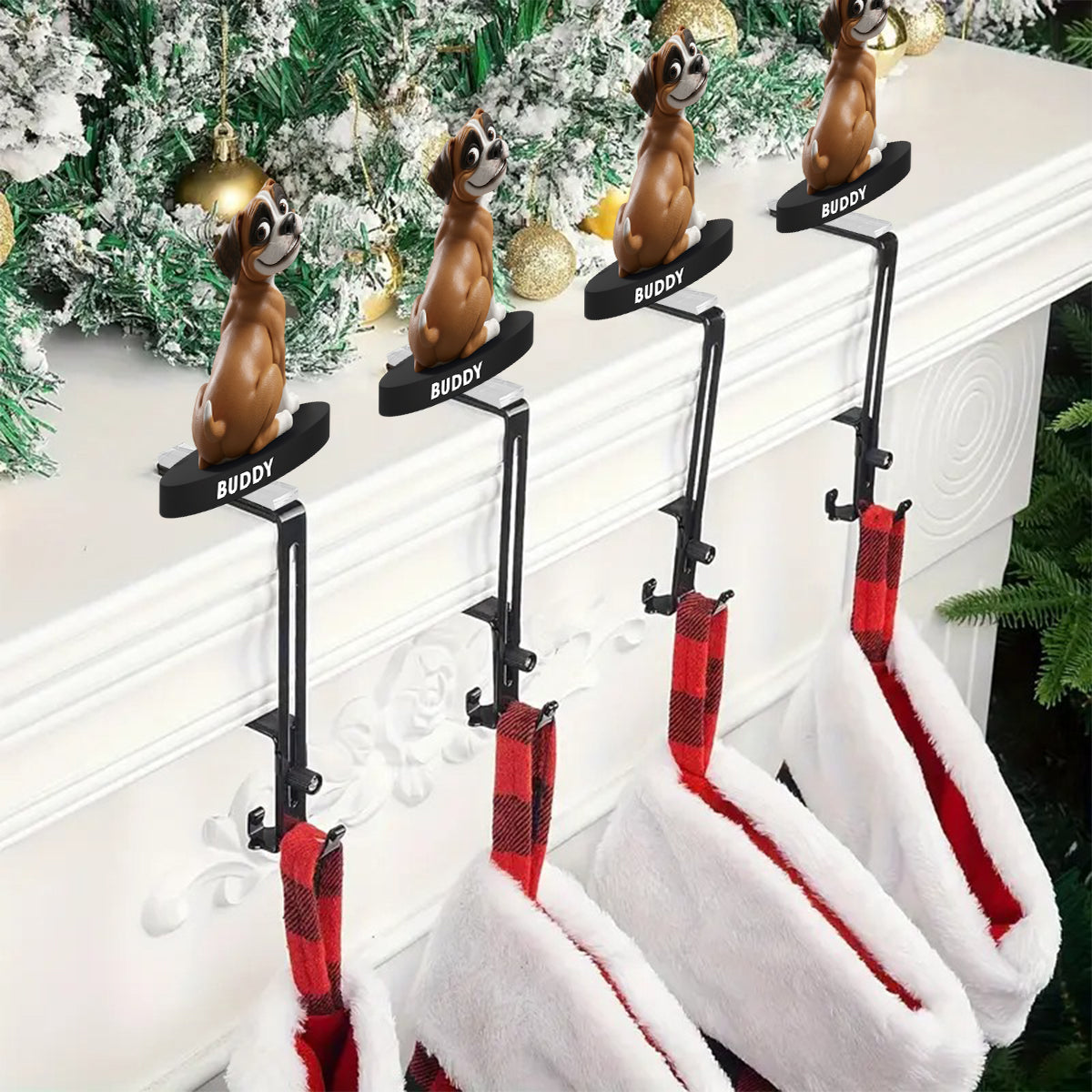Funny Dogs - Personalized French Bulldog Dog Shaped Stocking Hanger