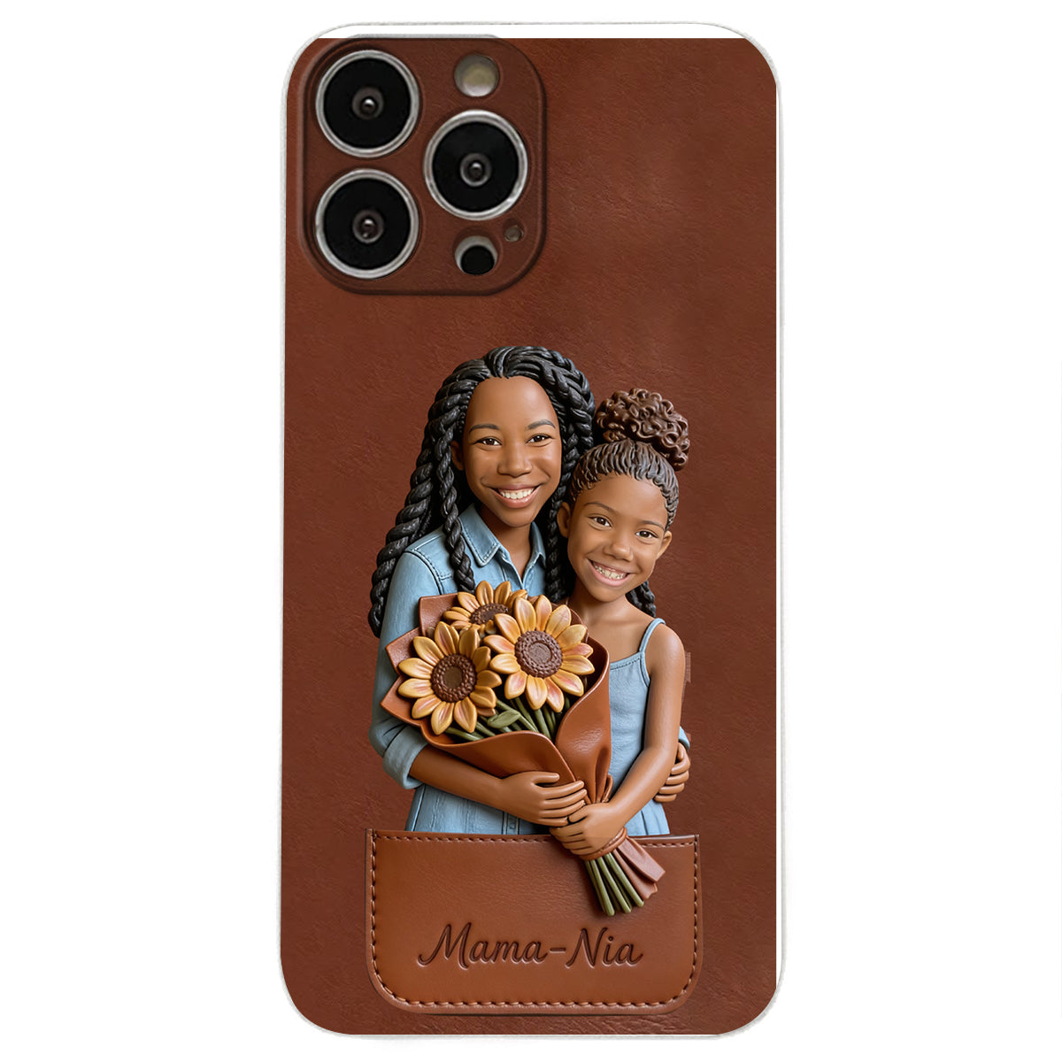 I Love You - Personalized Mother 3D Embossed Leather Phone Case