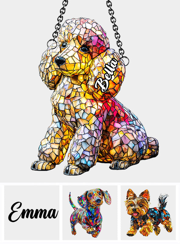 I Love My Dog - Personalized Dog Window Hanging Suncatcher Ornament