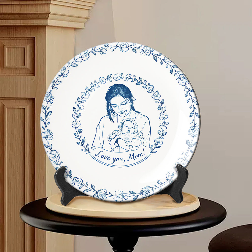 Custom From Any Photo - Personalized Mother Ceramic Round Plate
