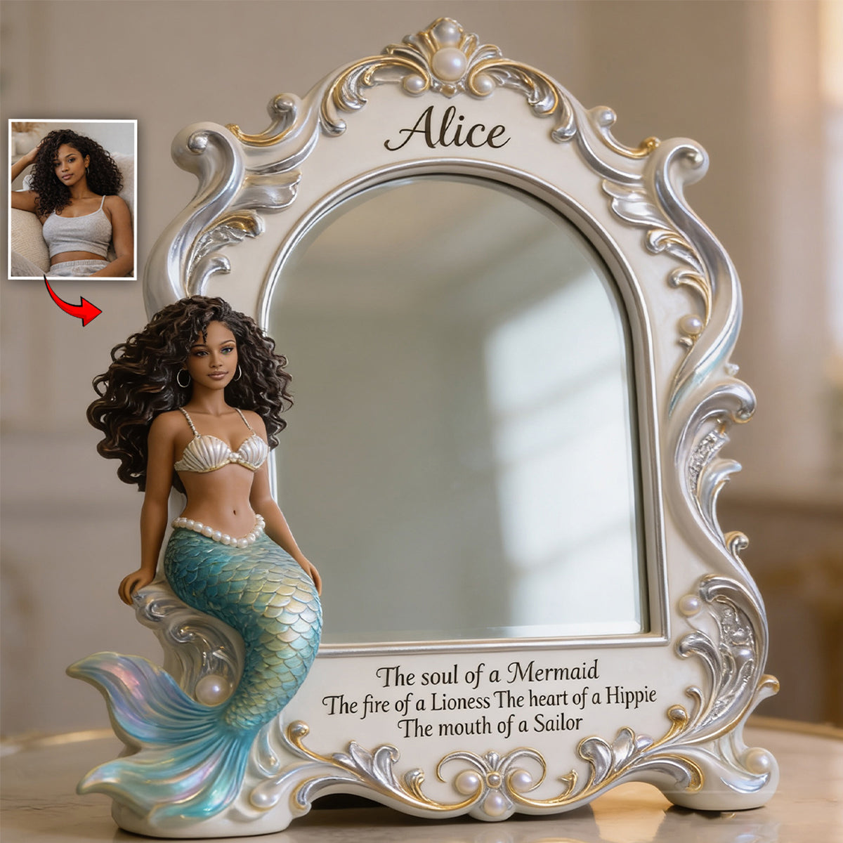 Be A Mermaid - Personalized Mermaid Desk Mirror