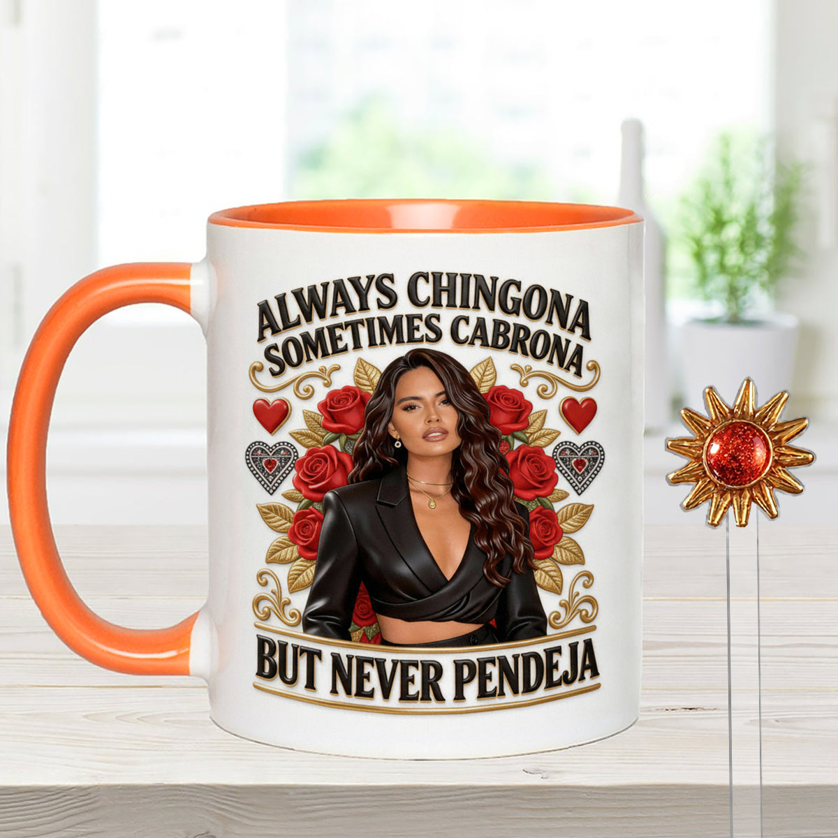 Latina Vibes, Always Chingona - Personalized Latina Women Set Accent Mug with Acrylic Stirrers