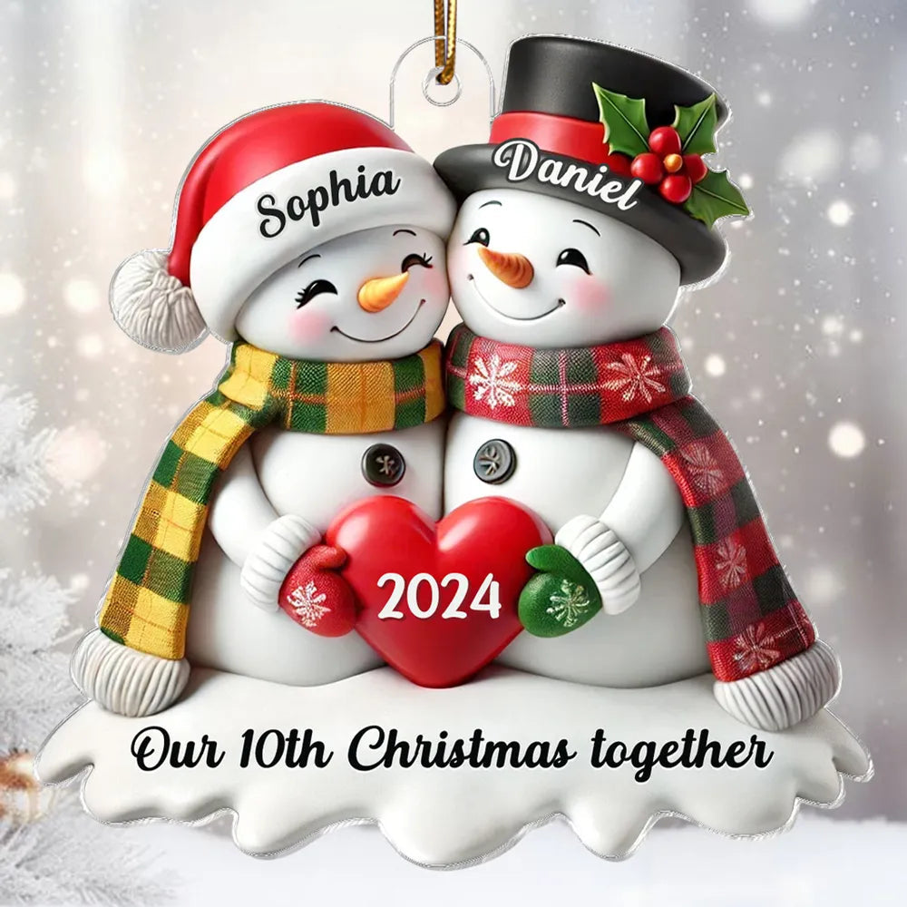 Custom Acrylic Snowman Hug Ornament for Christmas Gifts