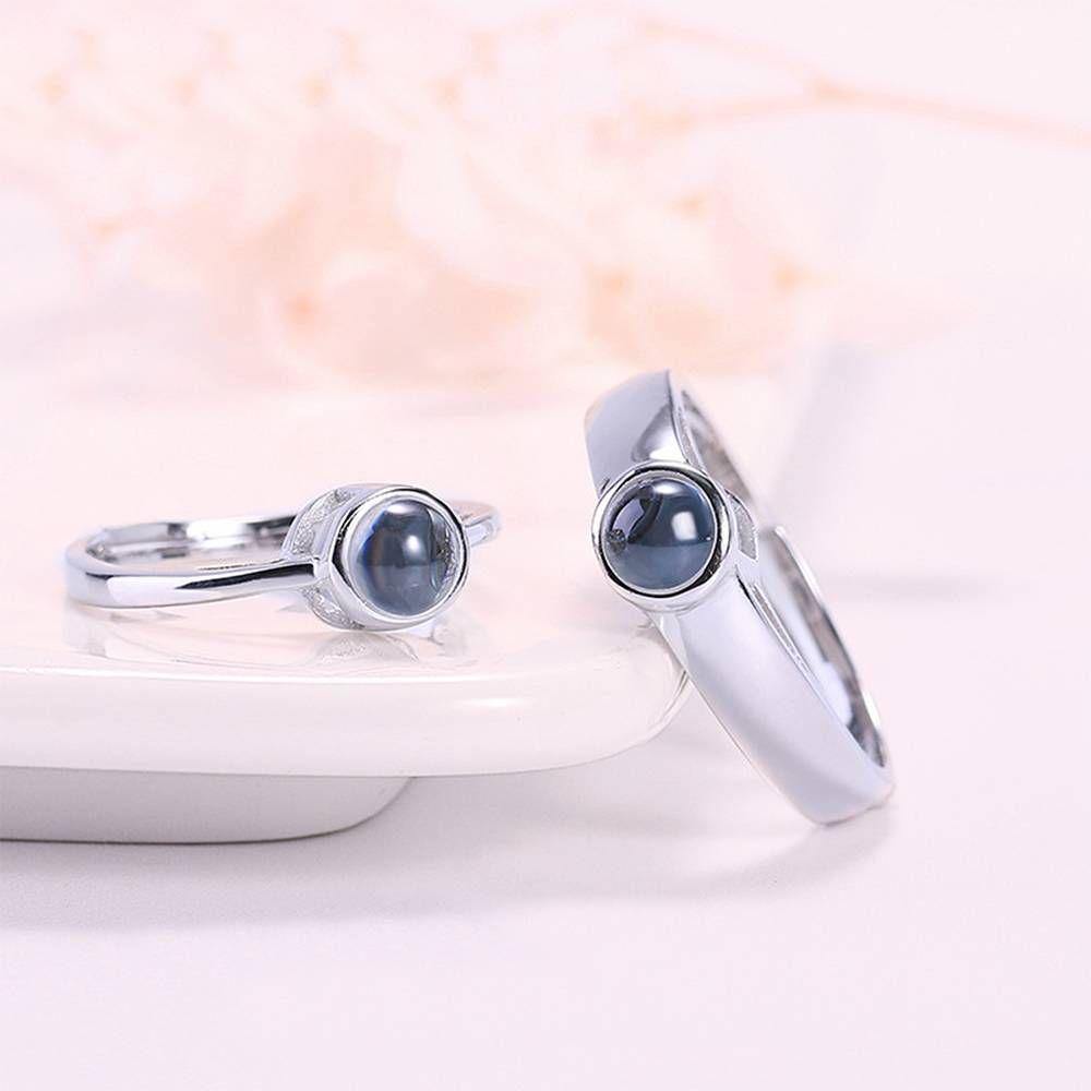 I Love You In Every Languages - Personalized Couple S925 Silver Projection Ring