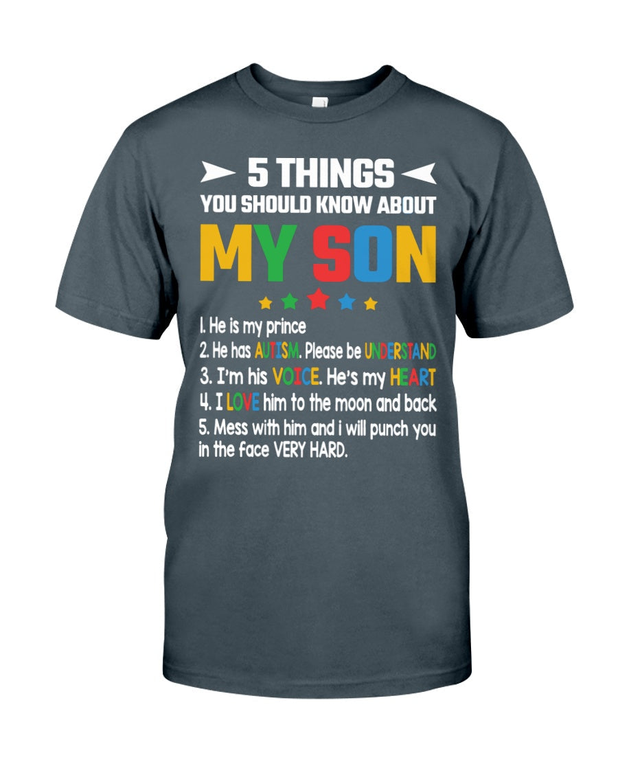5 Things You Should Know About My Son - Autism Awareness T-shirt and Hoodie 0921