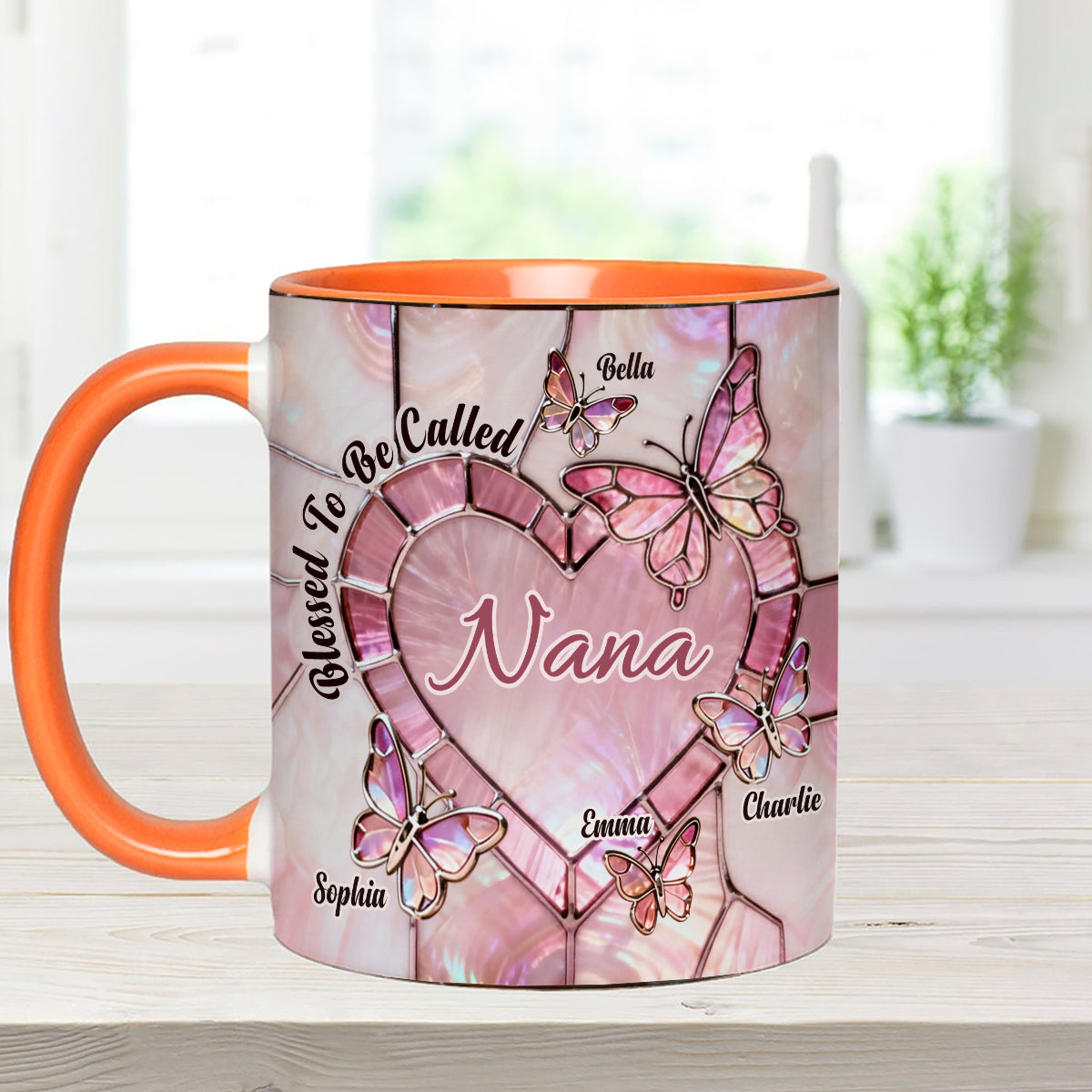 Blessed To Be Called Nana Mama Gigi Grandma - Personalized Grandma Set Accent Mug with Acrylic Stirrers