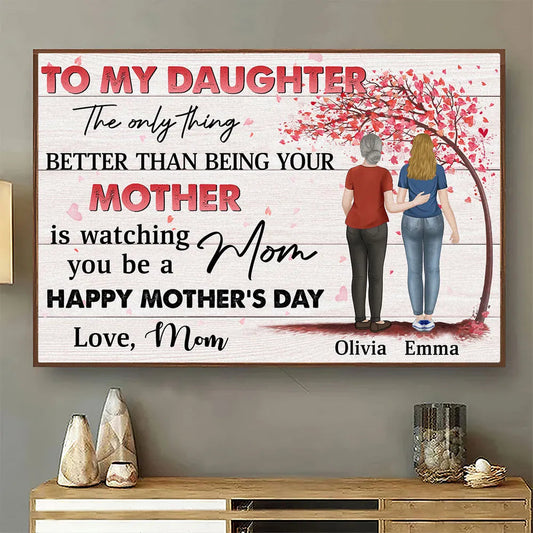 To My Daughter Personalized Poster, Mom and Daughter Walking Away Together, Heartwarming Wall Art and Unique Mother's Day Gift
