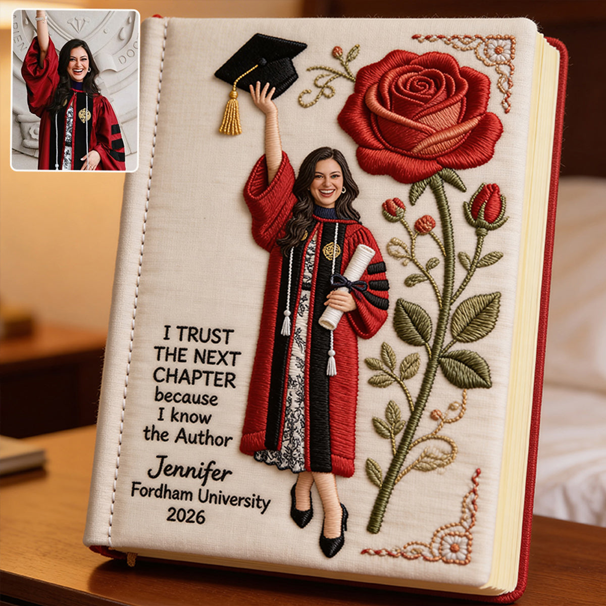 Floral Graduation - Personalized Graduation Leather Journal