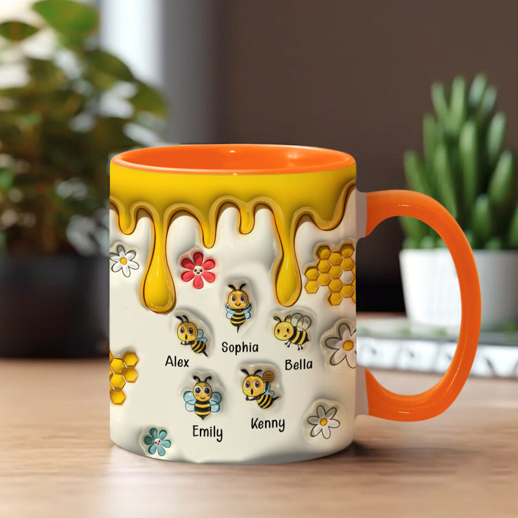 Grandma's Reasons To Bee Happy - Personalized Grandma Accent Mug