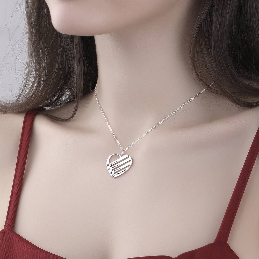 This Is Us - Personalized Family S925 Silver Birthstone Heart Name Necklace