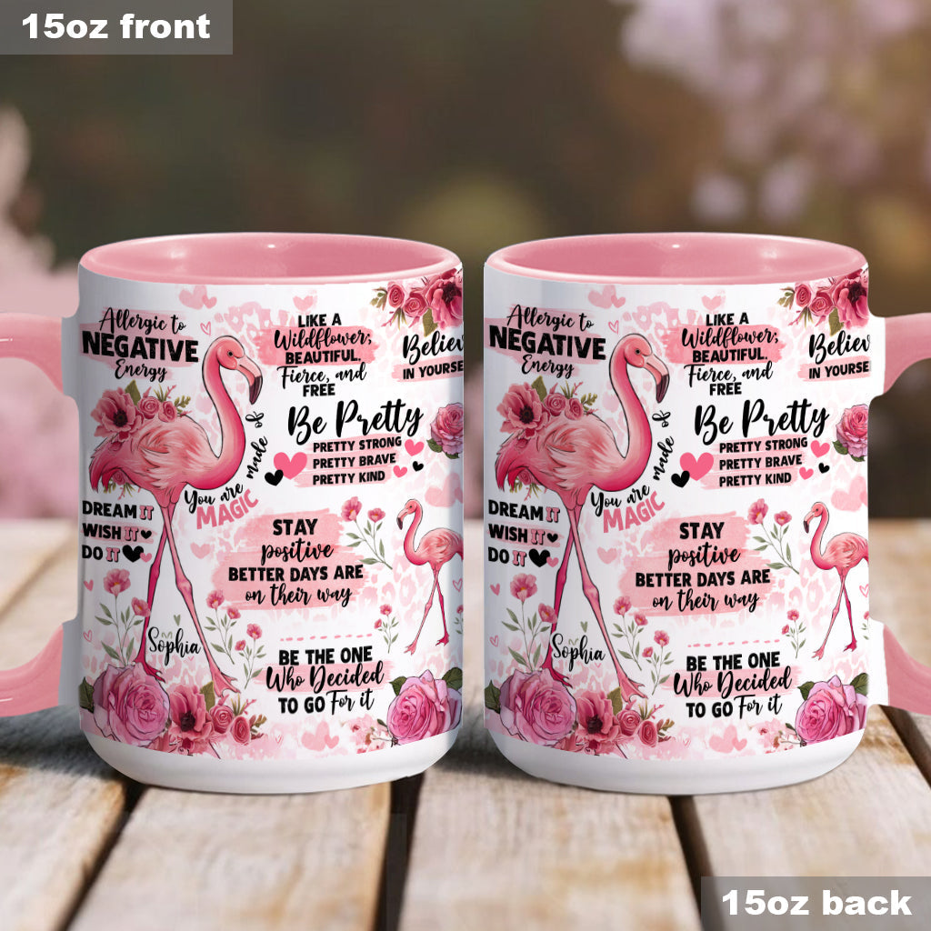 Flamingo Affirmation - Personalized Flamingo Accent Mug