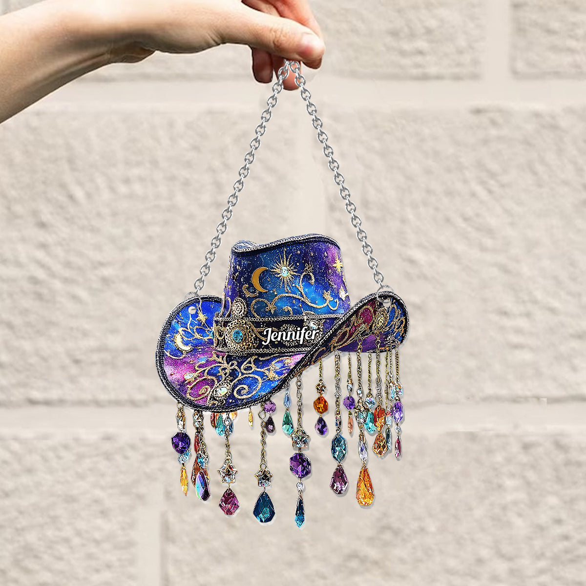 Beautiful Cowboy Hat - Personalized Cowgirl Window Hanging Suncatcher Ornament