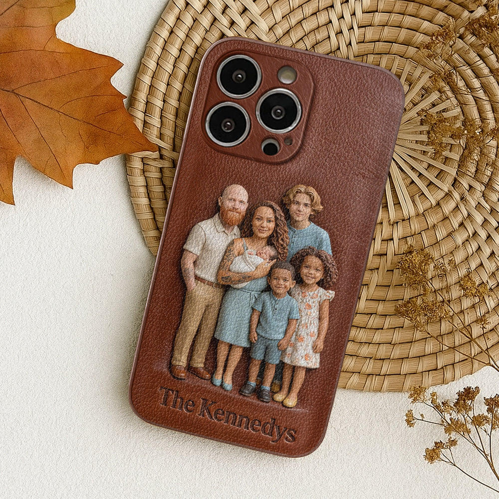 Custom Any Photo - Personalized Family Leather Phone Case