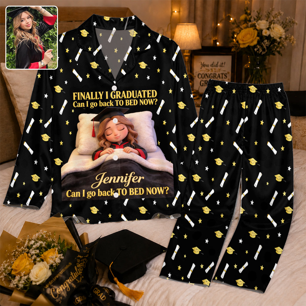 Can I Go To Bed Now - Personalized Graduation Button Down Pajamas