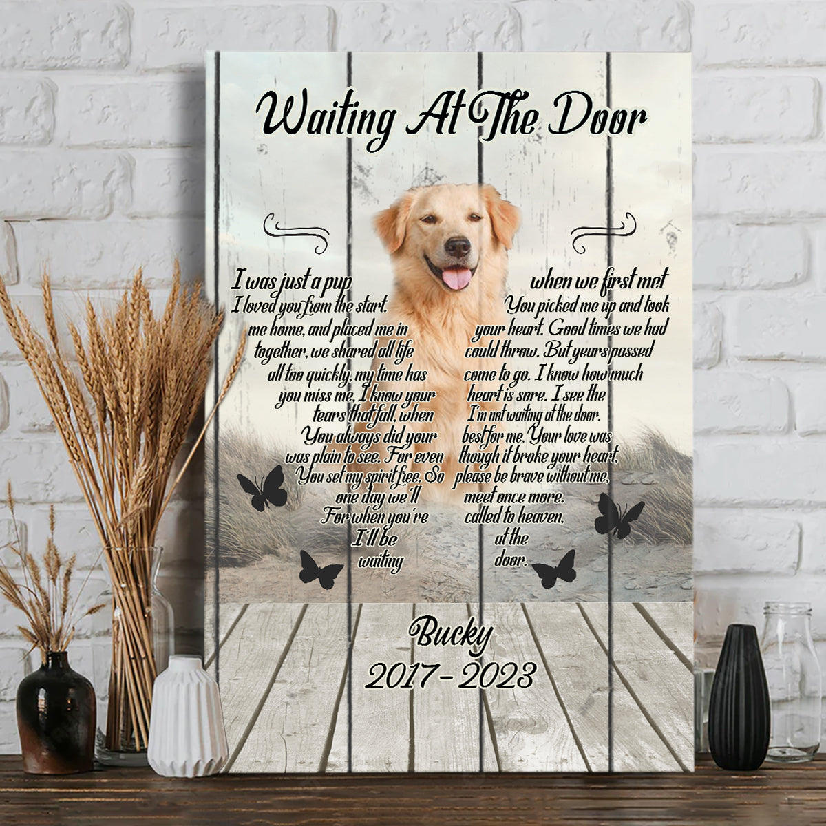 Waiting At The Door - Personalized Dog Canvas And Poster