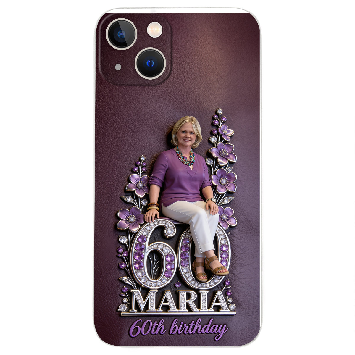 Custom Any Photo Perfect Gift For Mom, Grandma - Personalized Birthday 3D Embossed Leather Phone Case