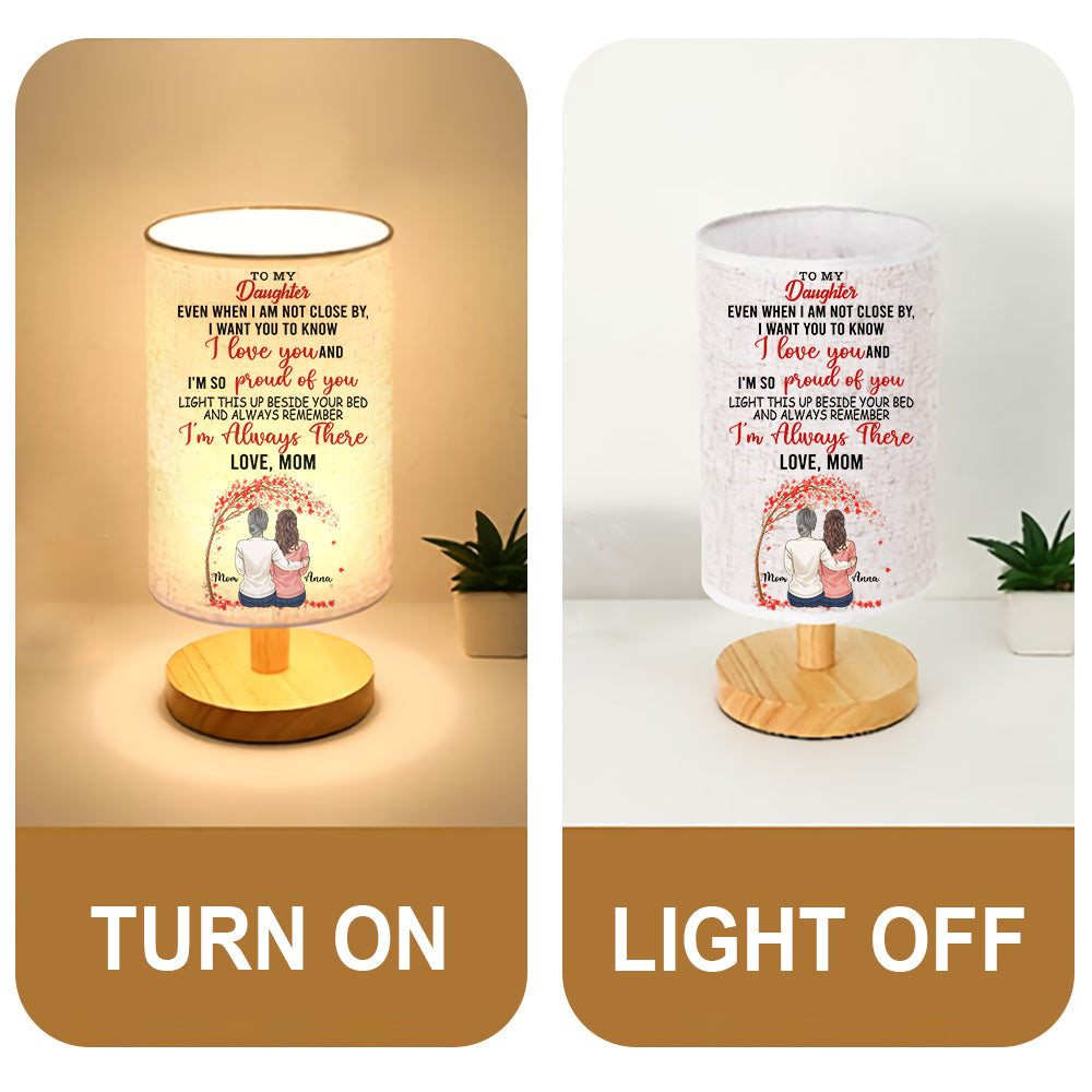Light This Up When You Miss Me - Personalized Daughter Tableside Lamp With Wood Base