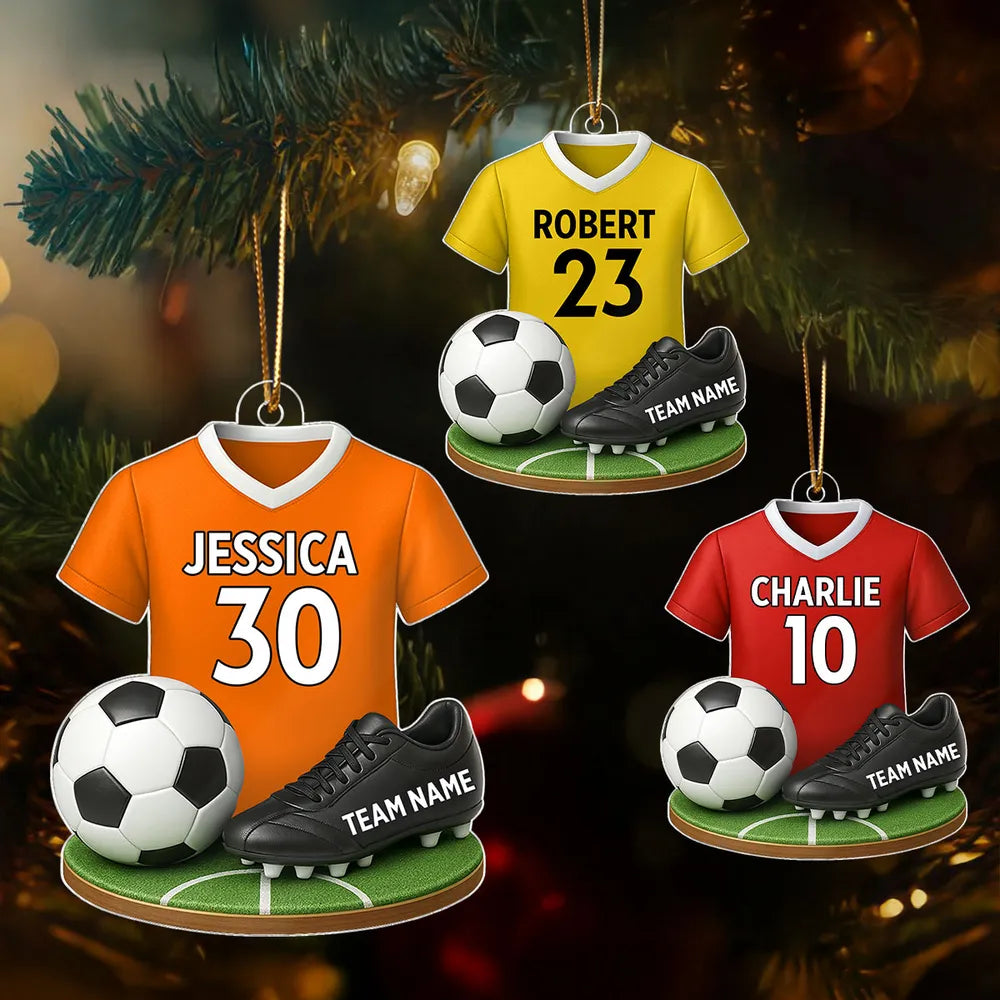 Custom Acrylic Soccer Ornament - Personalized Jersey Keepsake Gift