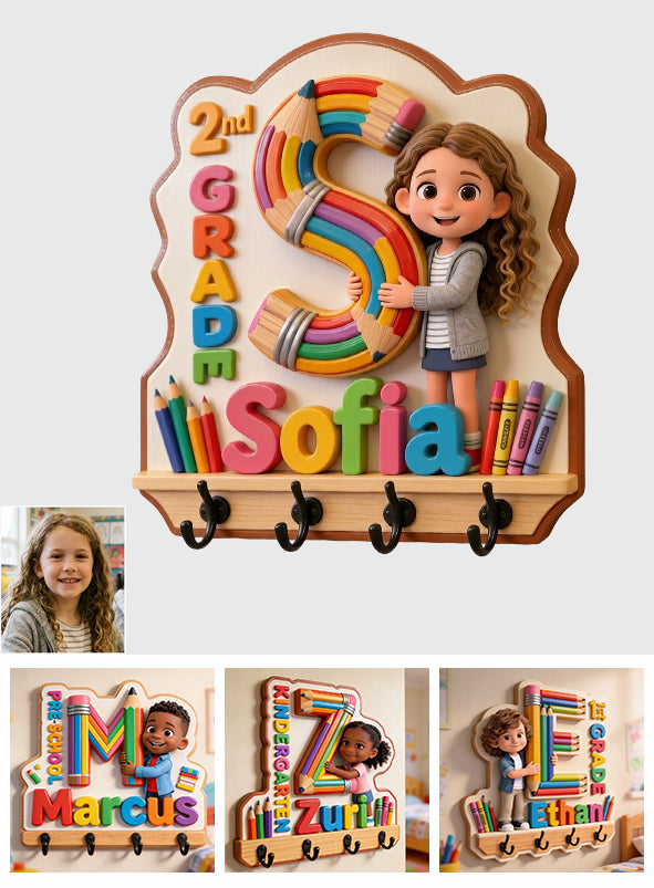Back To School - Personalized Kid Custom Shaped Hanging Rack