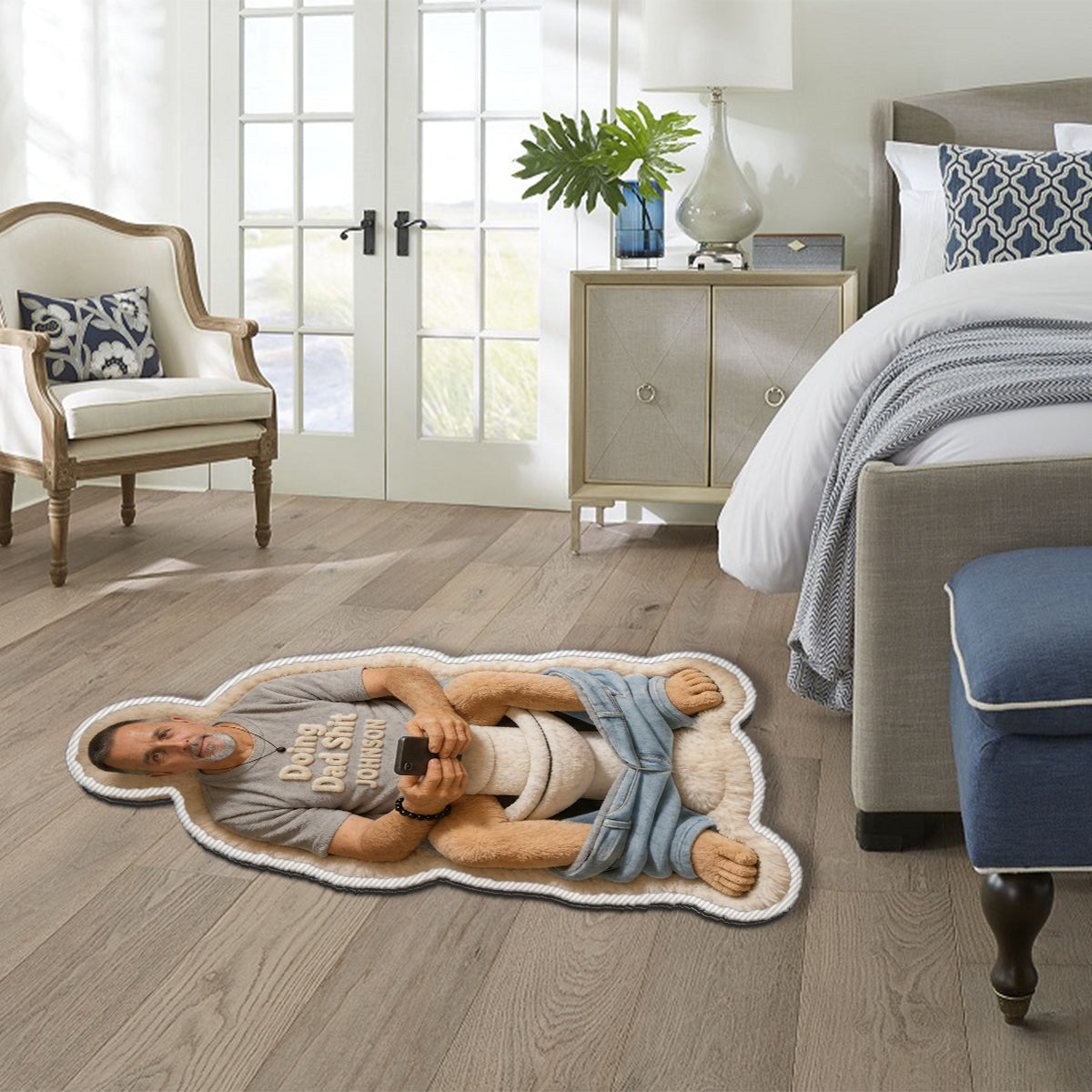 Custom Any Photo Doing Dad Shit - Personalized Father Non-Slip Tufted Rug