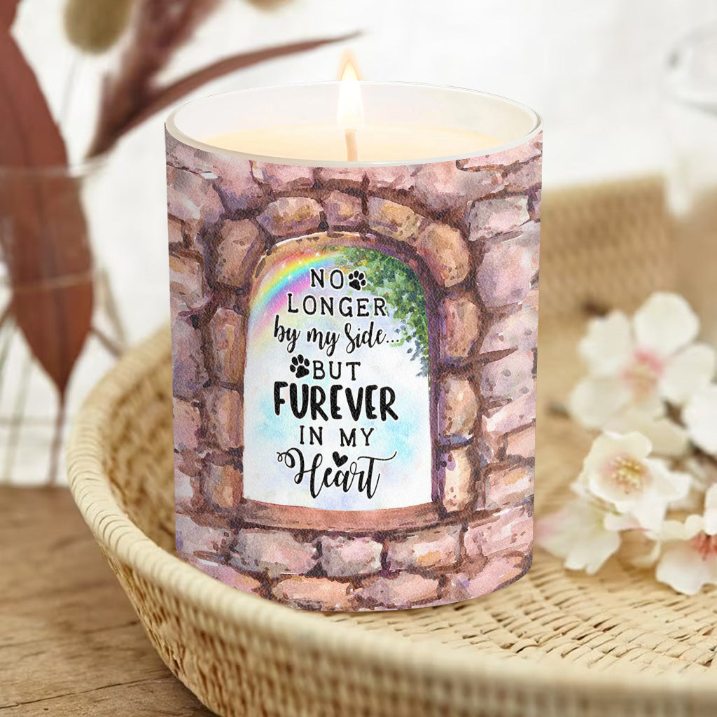 No Longer By My Side - Personalized Dog Candle With Wooden Lid