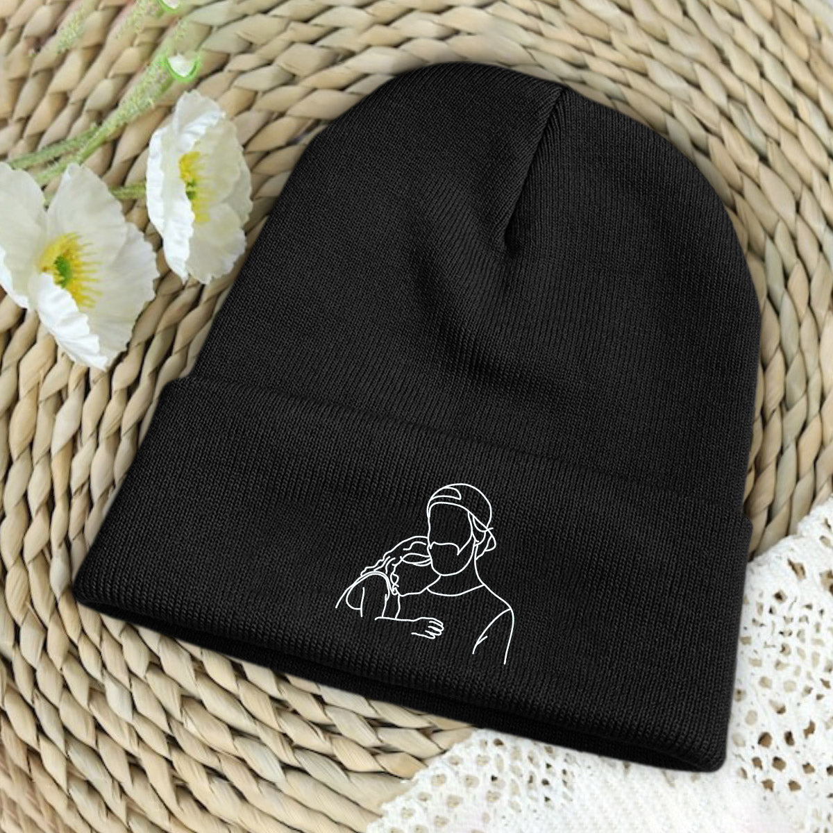 Custom Photo - Personalized Step Dad Embroidered Beanie