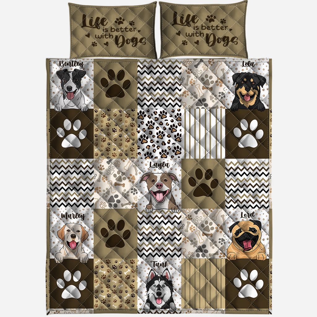 Cute Patterns Personalized Portrait Pets - Gift for dog lovers - Personalized Quilt Set
