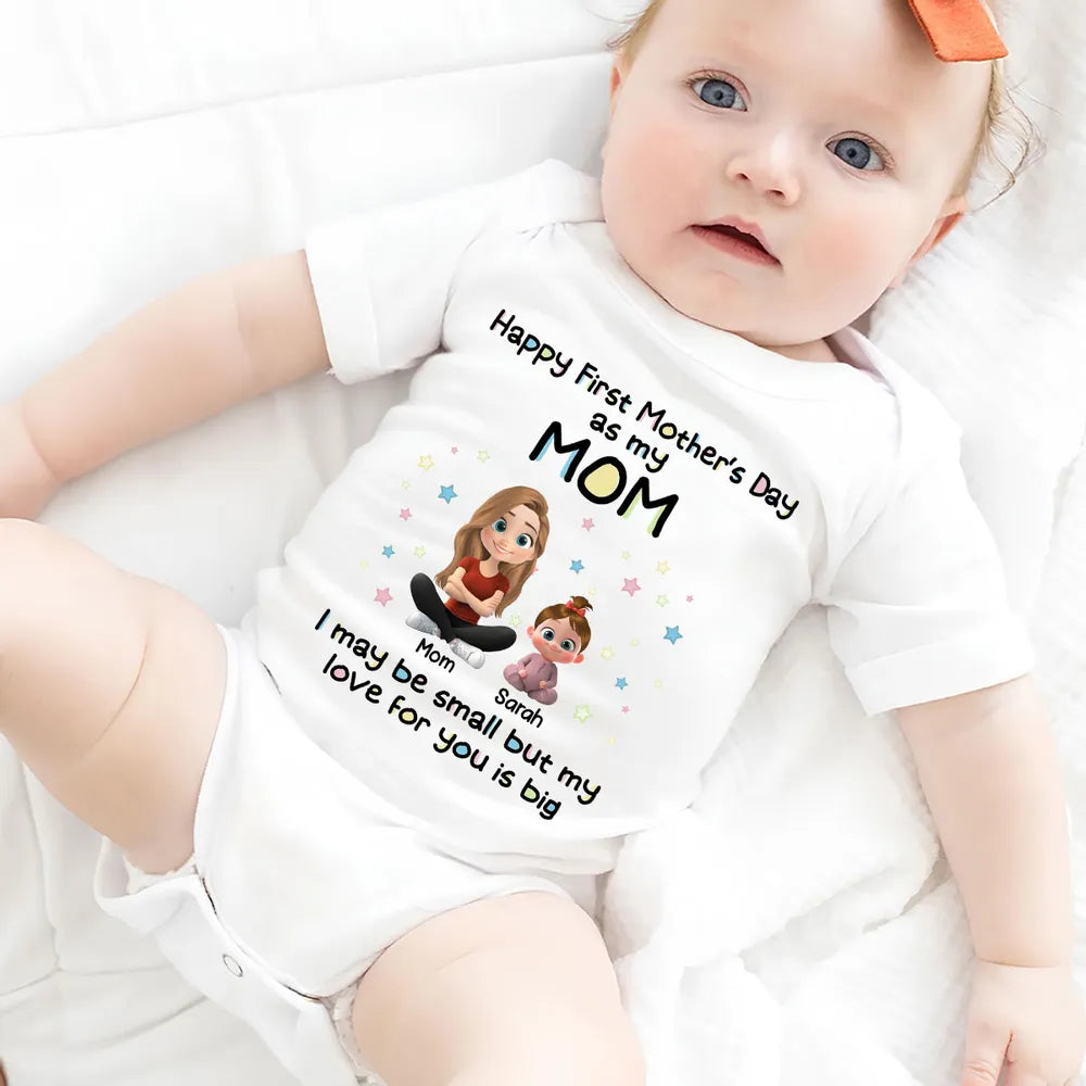Personalized Short Sleeve Baby Onesie First Mother's Day Mom & Baby Cartoon Gift - Unique Photo Ready Keepsake