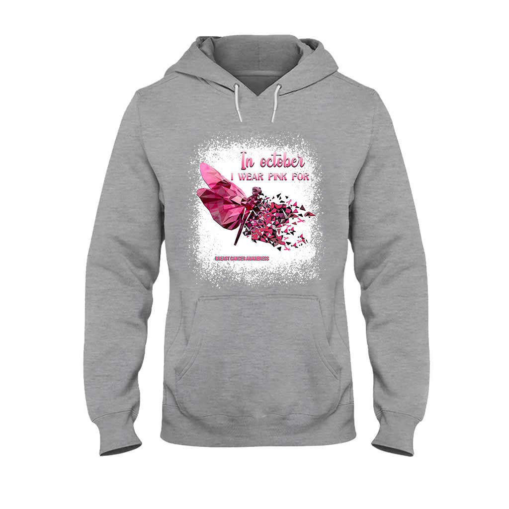 In October I Wear Pink Dragonfly Polygonal - Breast Cancer Awareness Personalized T-shirt And Hoodie