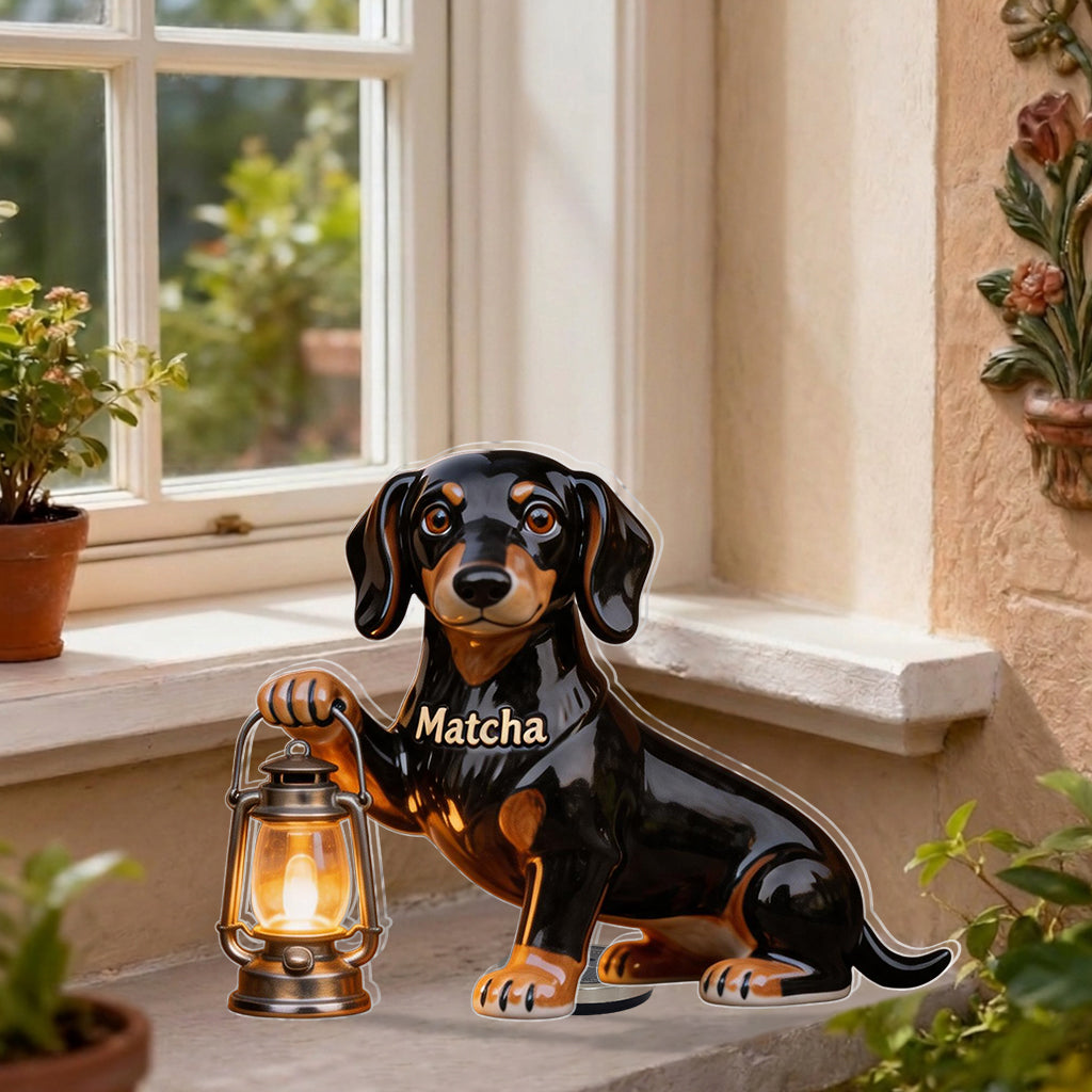 Always Waiting For You - Personalized Dog Solar Acrylic Light