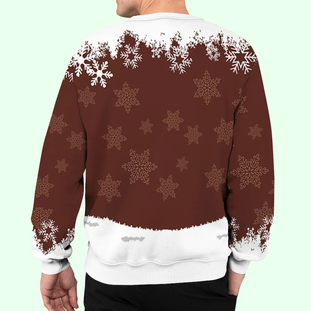 Personalized Dog Dad Printed Sweatshirt with Custom Cartoon Man and Puppy, Cozy Christmas Gift for Proud Pet Lovers