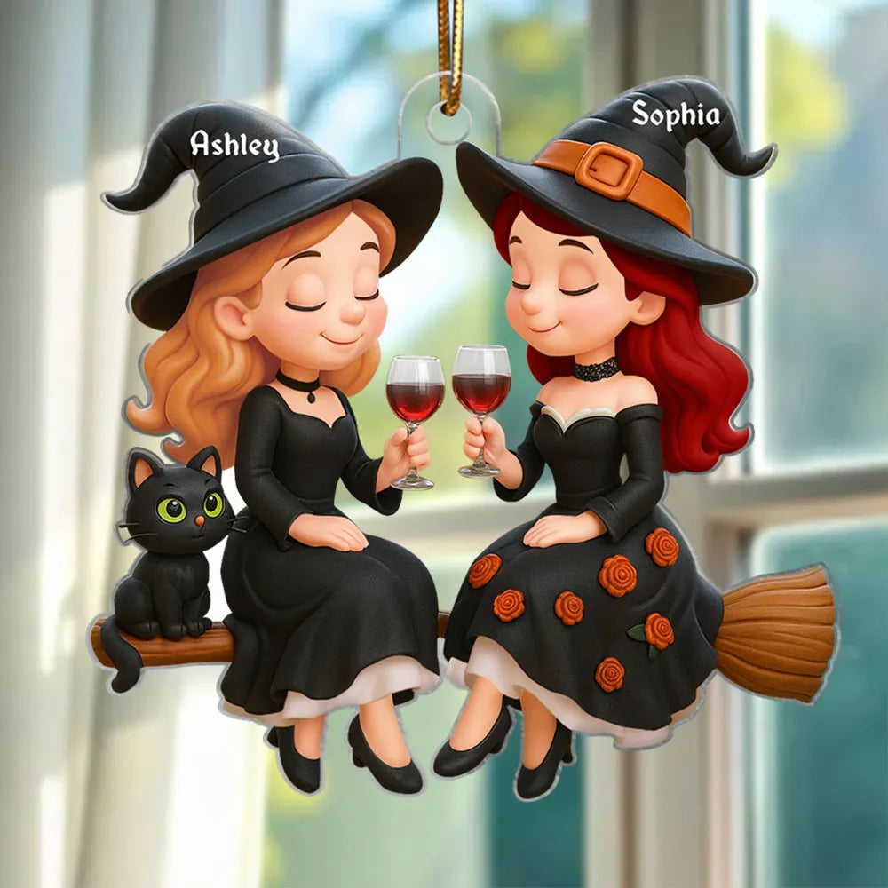 Witch Sisters Acrylic Ornament, Magical Vibe, Heartwarming Companionship, Perfect Gift for Friends