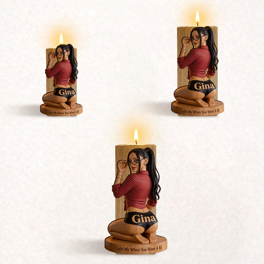 Light Me - Personalized Spicy Couple Custom Shape Wooden Candle Holder