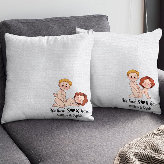 We Did It Here - Personalized Couple Throw Pillow