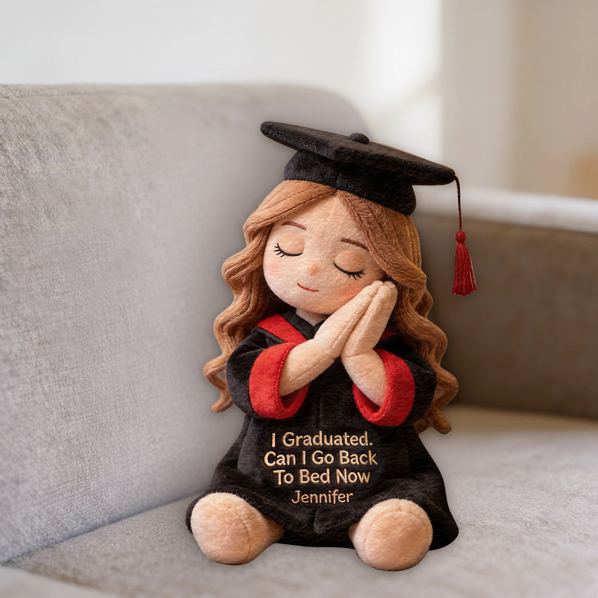 Can I Go To Bed Now - Personalized Graduation Premium Faux Fur Pillow