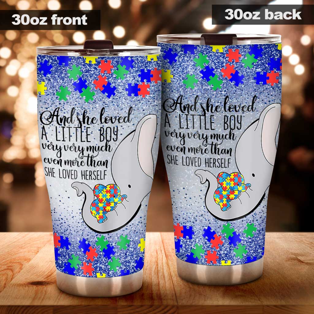 And She Loved A Little Boy Very Very Much Autism Elephant Mom - Autism Awareness Tumbler 0921